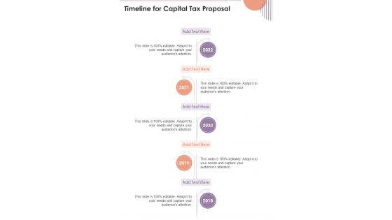 Timeline For Capital Tax Proposal One Pager Sample Example Document
