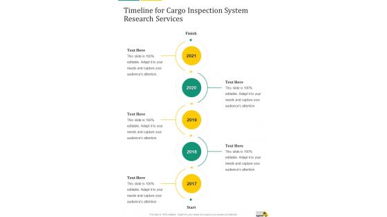Timeline For Cargo Inspection System Research Services One Pager Sample Example Document