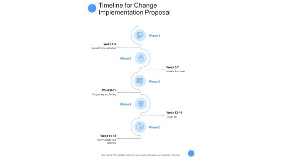Timeline For Change Implementation Proposal One Pager Sample Example Document