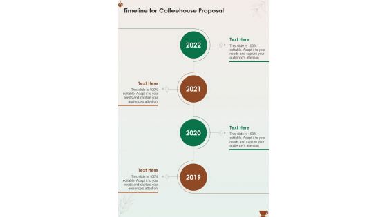 Timeline For Coffeehouse Proposal One Pager Sample Example Document