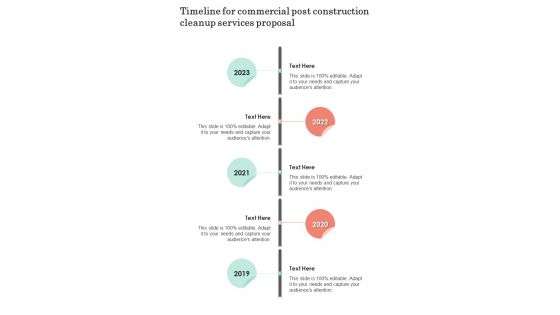 Timeline For Commercial Post Construction Cleanup Services Proposal One Pager Sample Example Document