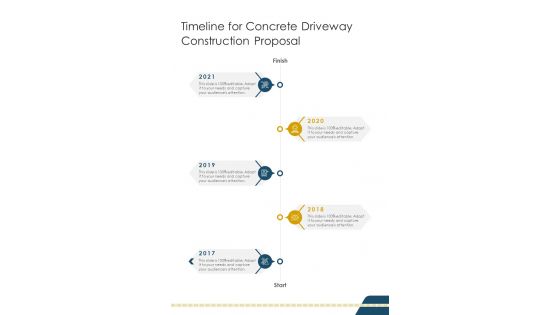Timeline For Concrete Driveway Construction Proposal One Pager Sample Example Document