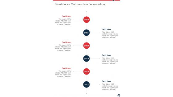 Timeline For Construction Examination One Pager Sample Example Document