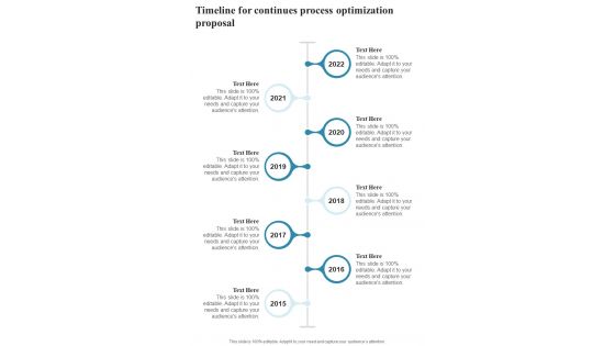 Timeline For Continues Process Optimization Proposal One Pager Sample Example Document