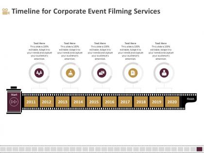 Timeline for corporate event filming services ppt icon