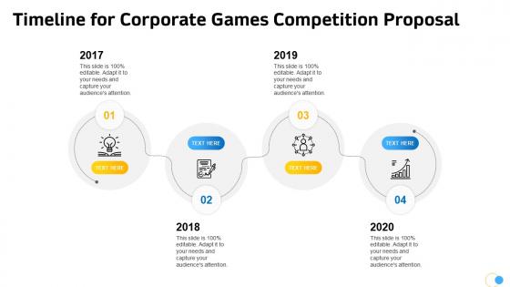 Timeline for corporate games competition proposal ppt slides display