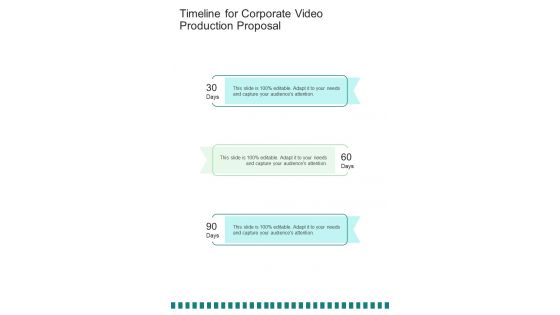 Timeline for Corporate Video Production Proposal One pager sample example document