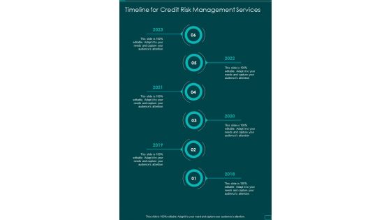 Timeline For Credit Risk Management Services One Pager Sample Example Document