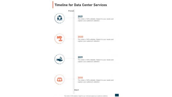 Timeline For Data Center Services One Pager Sample Example Document