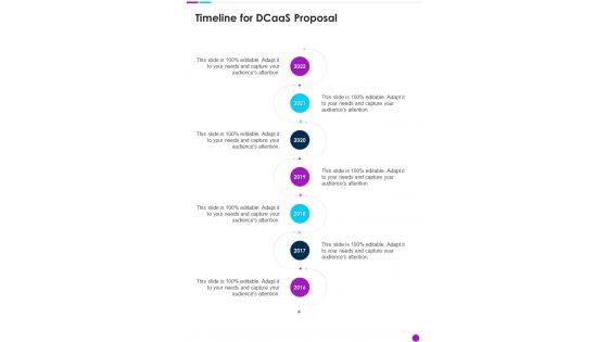 Timeline For Dcaas Proposal One Pager Sample Example Document