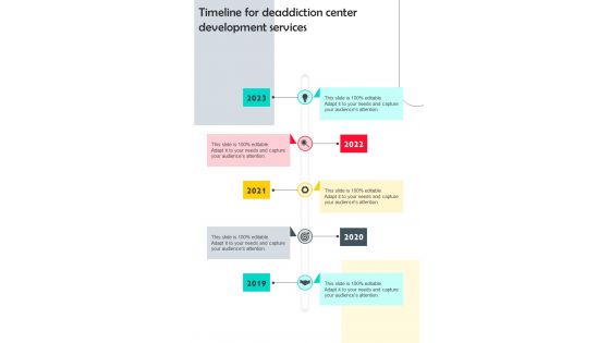 Timeline For Deaddiction Center Development Services One Pager Sample Example Document