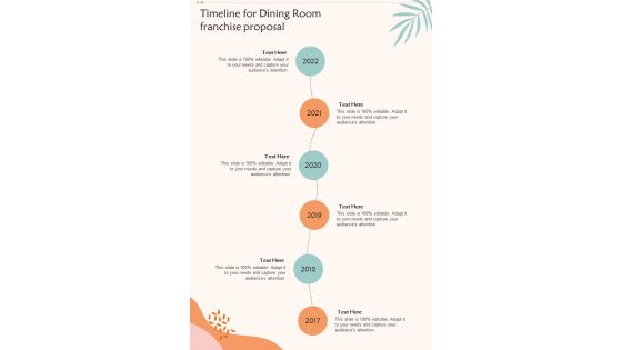 Timeline For Dining Room Franchise Proposal One Pager Sample Example Document