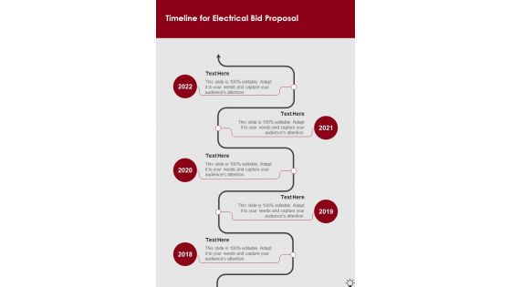 Timeline For Electrical Bid Proposal One Pager Sample Example Document