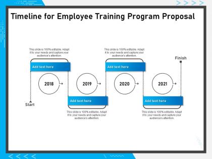 Timeline for employee training program proposal 2018 to 2021 years ppt powerpoint presentation slide