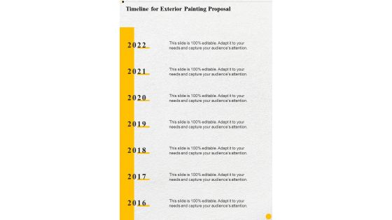 Timeline For Exterior Painting Proposal One Pager Sample Example Document