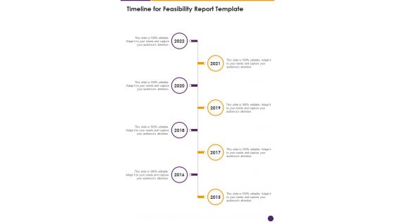 Timeline For Feasibility Report Template One Pager Sample Example Document