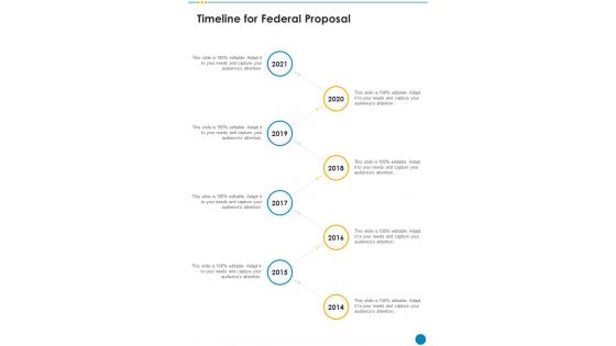 Timeline For Federal Proposal One Pager Sample Example Document
