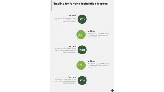 Timeline For Fencing Installation Proposal One Pager Sample Example Document