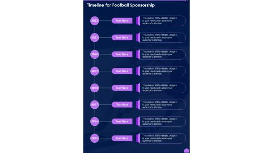 Timeline For Football Sponsorship One Pager Sample Example Document