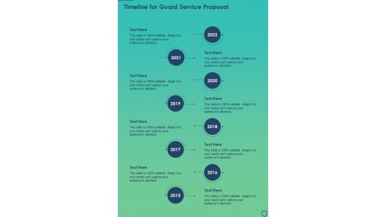 Timeline For Guard Service Proposal One Pager Sample Example Document
