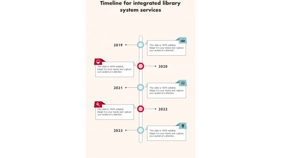 Timeline For Integrated Library System Services One Pager Sample Example Document