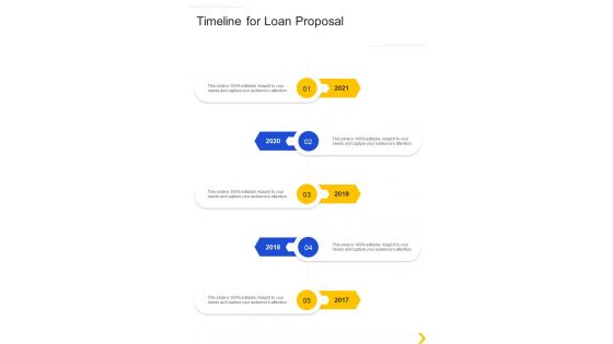 Timeline For Loan Proposal One Pager Sample Example Document