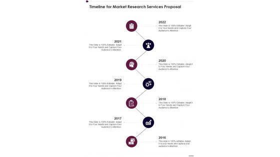 Timeline For Market Research Services Proposal One Pager Sample Example Document