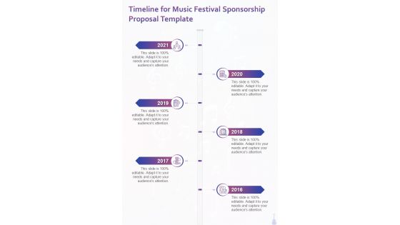 Timeline For Music Festival Sponsorship Proposal Template One Pager Sample Example Document