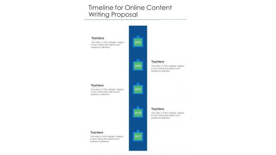 Timeline For Online Content Writing Proposal One Pager Sample Example Document