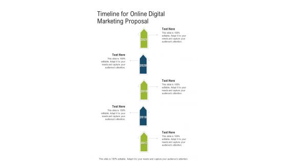 Timeline For Online Digital Marketing Proposal One Pager Sample Example Document