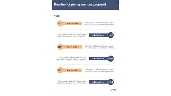 Timeline For Paling Services Proposal One Pager Sample Example Document