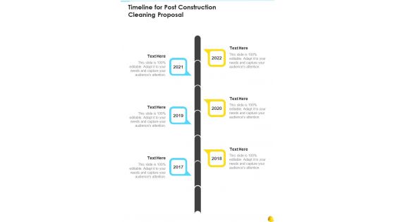Timeline For Post Construction Cleaning Proposal One Pager Sample Example Document