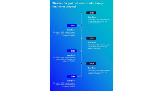 Timeline For Post Real Estate Work Cleanup Contractor Proposal One Pager Sample Example Document