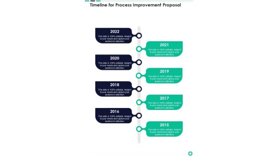 Timeline For Process Improvement Proposal One Pager Sample Example Document
