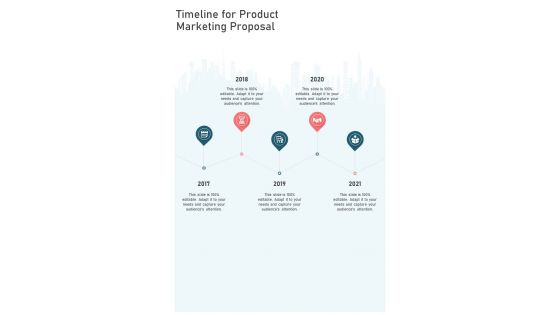 Timeline For Product Marketing Proposal One Pager Sample Example Document
