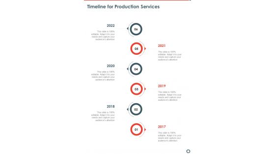 Timeline For Production Services One Pager Sample Example Document