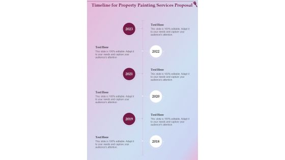 Timeline For Property Painting Services Proposal One Pager Sample Example Document