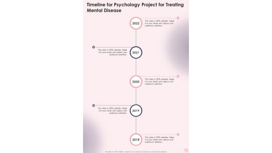 Timeline For Psychology Project For Treating Mental Disease One Pager Sample Example Document
