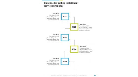 Timeline For Railing Installment Services Proposal One Pager Sample Example Document