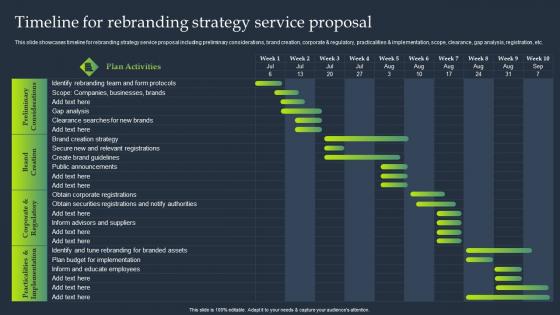 Timeline For Rebranding Strategy Service Proposal Professional Business Branding Services Proposal
