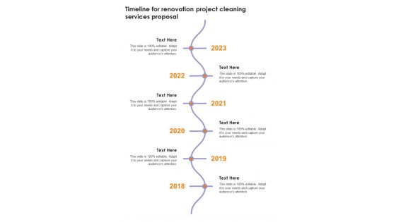 Timeline For Renovation Project Cleaning Services Proposal One Pager Sample Example Document