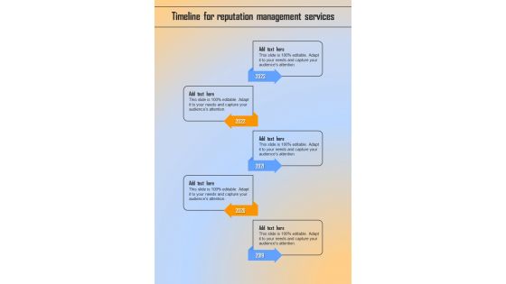 Timeline For Reputation Management One Pager Sample Example Document