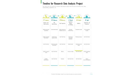 Timeline For Research Data Analysis Project One Pager Sample Example Document