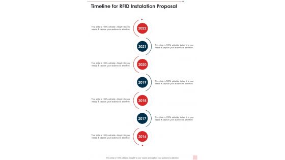 Timeline For Rfid Instalation Proposal One Pager Sample Example Document