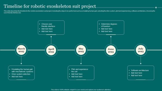 Timeline For Robotic Exoskeleton Suit Project Exoskeleton IT Ppt Brochure