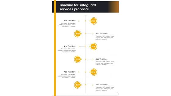 Timeline For Safeguard Services Proposal One Pager Sample Example Document