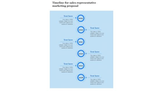 Timeline For Sales Representative Marketing Proposal One Pager Sample Example Document