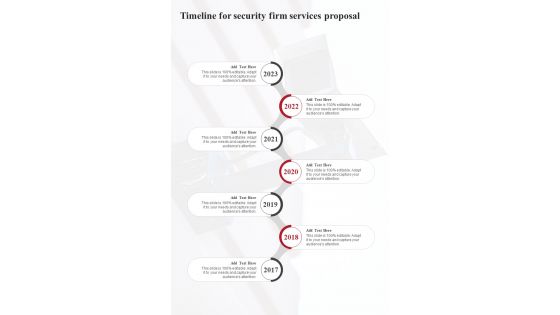 Timeline For Security Firm Services Proposal One Pager Sample Example Document