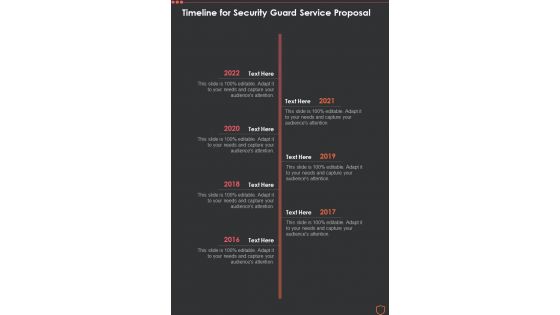 Timeline For Security Guard Service Proposal One Pager Sample Example Document