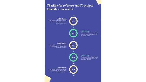 Timeline For Software And IT Project Feasibility Assessment One Pager Sample Example Document